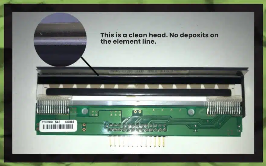 This is a clean head. No deposits on the element line photo of printer