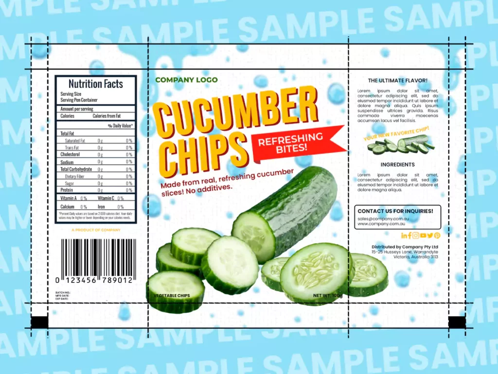 cucumber chips divided into sections