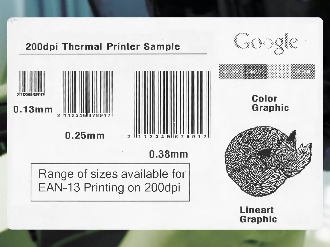200-dpi thermal printer sample