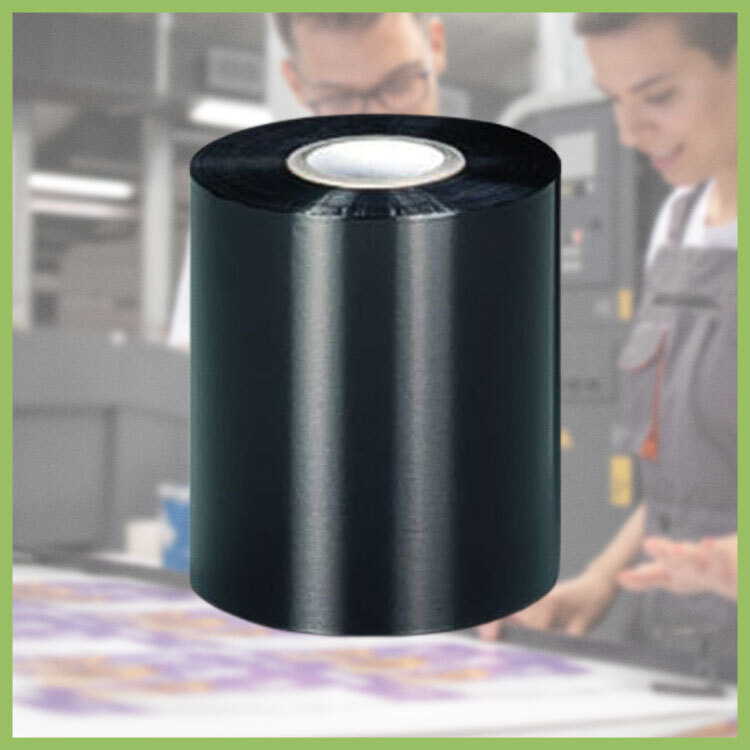 Wax-resin ribbon roll for thermal transfer printers used in high-durability label printing