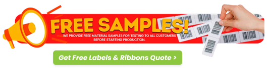 banner that says free samples! we provide free material samples for testing to all customers before starting production