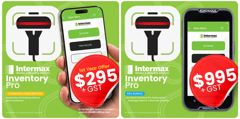 Choose between the Standard Subscription for affordable, software-only stocktaking or the Bundle Package for a complete solution with both the app and a Datalogic Memor 11 scanner.